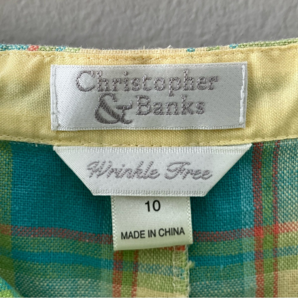 CHRISTOPHER & BANKS Pastel Plaid Linen Mini Skirt - Picture 4 of 4